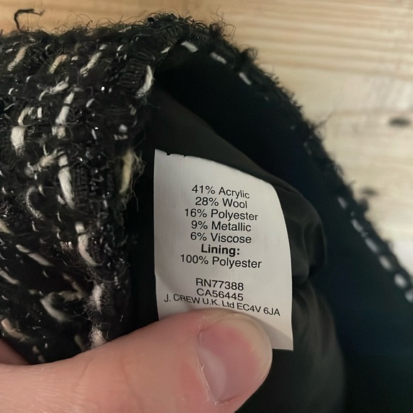 J. Crew size 2 Black and Cream Midi Pencil Skirt with Front Slit - Picture 7 of 8